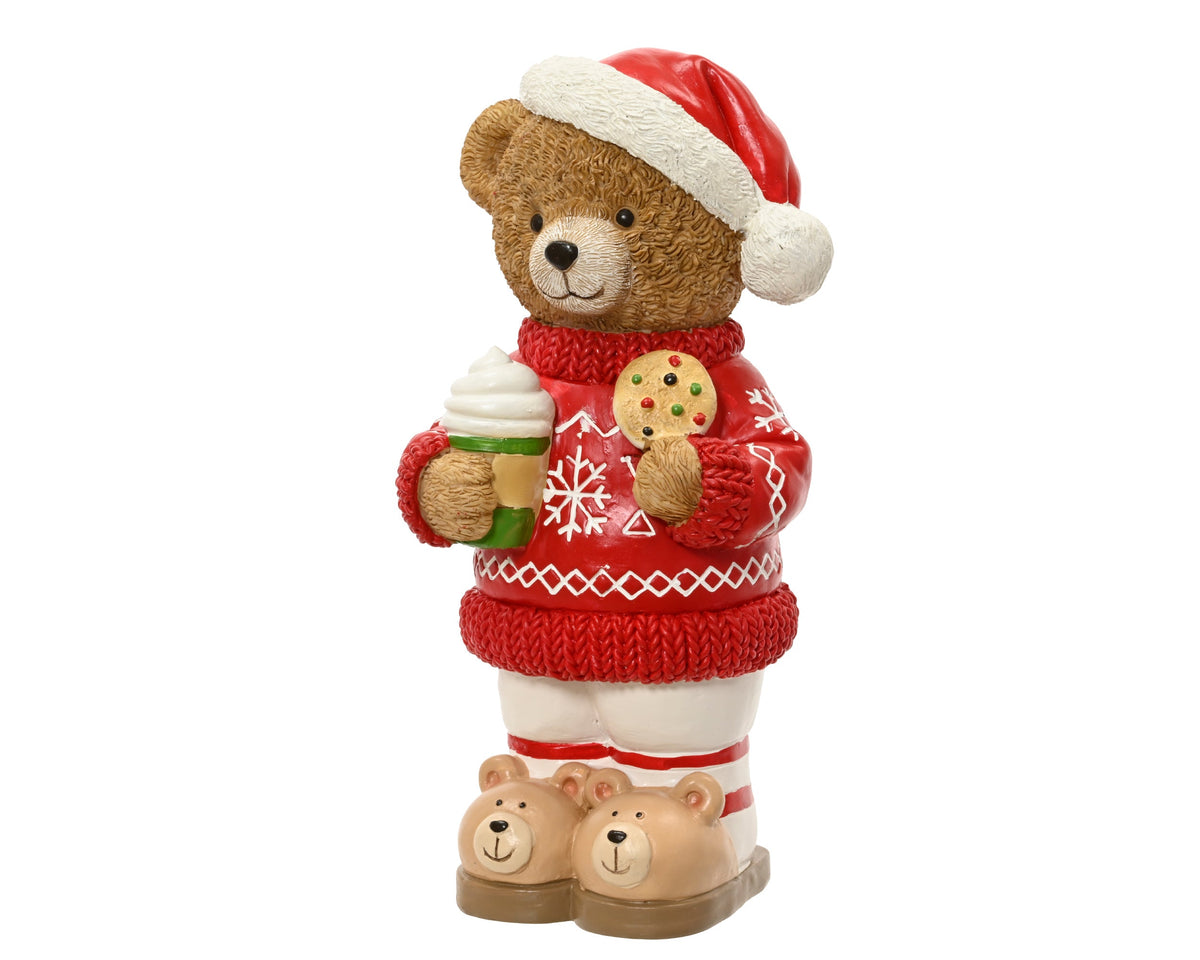 beer polyresin standing cookie rood/kleur(en) l.16.5cm x w.17.5cm x h.37cm