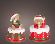 muziekdoos polyresin round bear 2ass assortie l.10.5cm x w.11cm x h.15.5cm