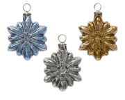 sneeuwvlok glas antique silver with glitter 3col ass assortie l.10cm x w.4cm x h.10cm