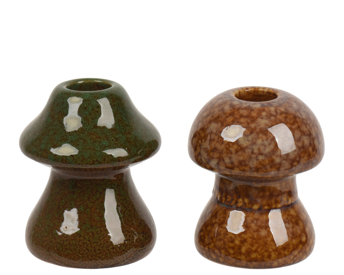 kandelaar porselein mashroom reaction glazed 2ass assortie d.7.7cm x h.8.5cm