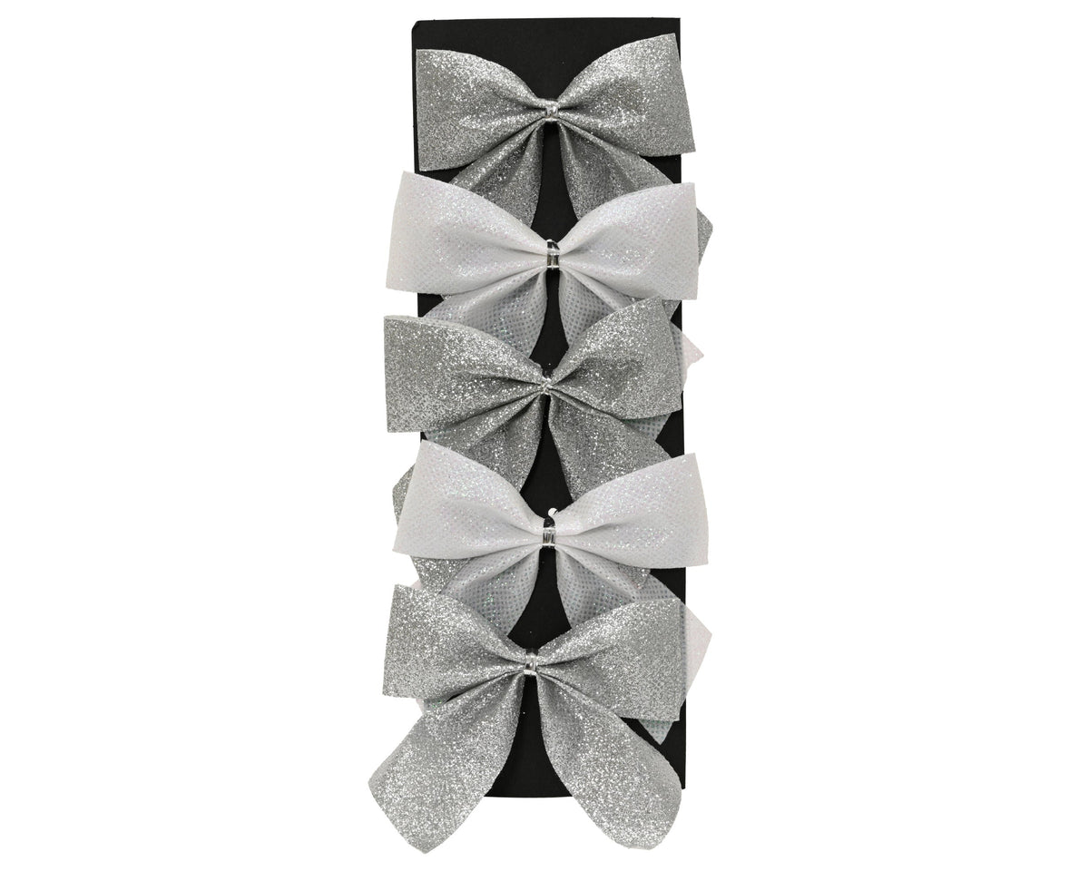 strik polyester wit/zilver l.8.5cm x w.9cm x h.0.1cm