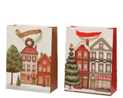 giftbag papier glitter houses 2ass fsc mix credit assortie l.26cm x w.10cm x h.32cm