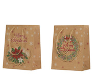 giftbag pakpapier glitter 3d 2ass fsc recycled bruin/kleur(en) l.26cm x w.12cm x h.32cm