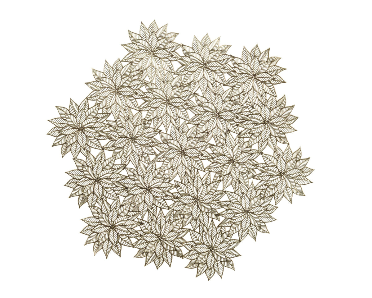 placemat pvc hexagon cut out snowflake goud d.38cm x h.0.01cm