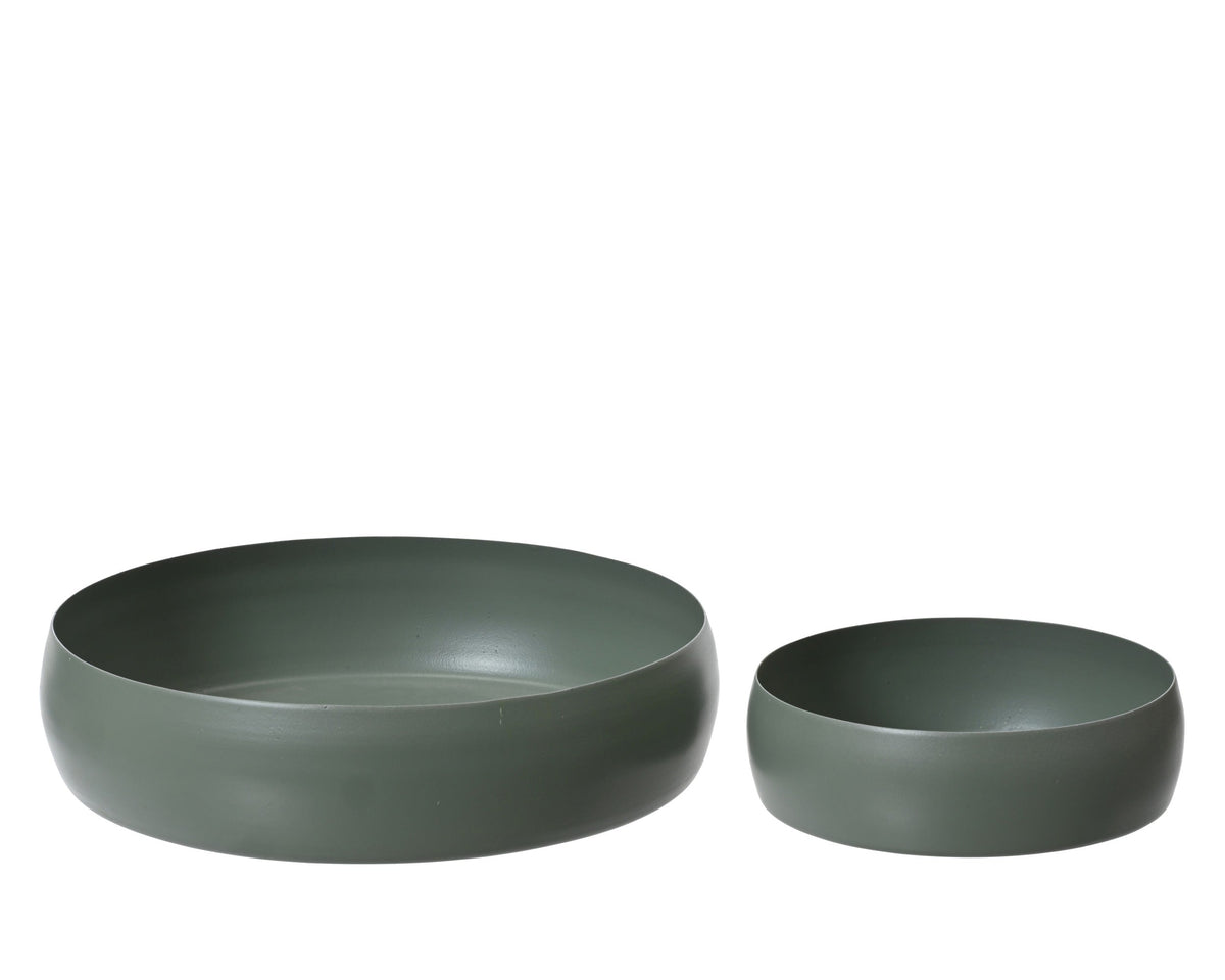 bord ijzer round powder coating with tray groen d.14cm