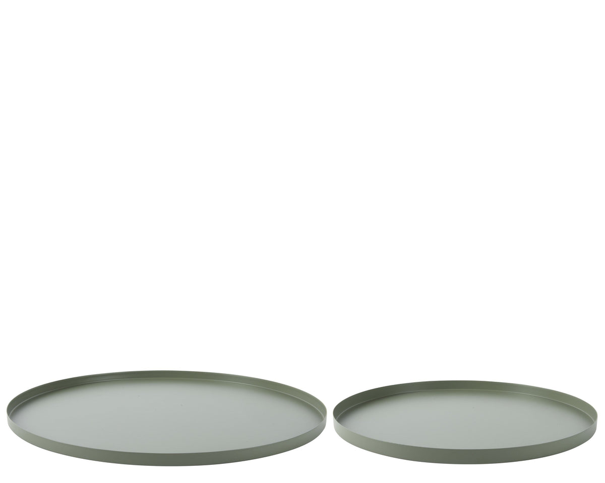 bord ijzer round powder coating round tray groen d.35cm