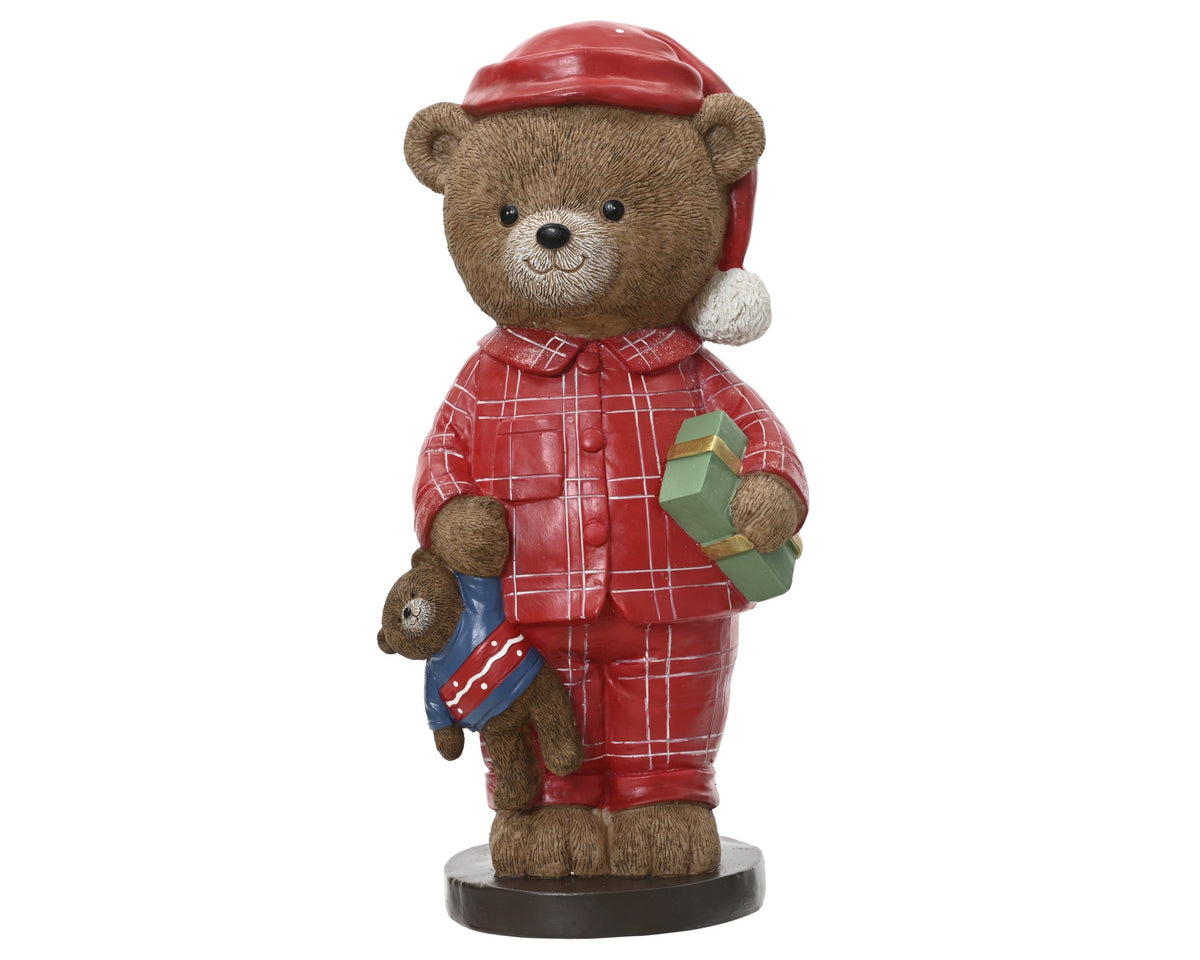 beer polyresin standing bear rood/kleur(en) l.14cm x w.17cm x h.35cm