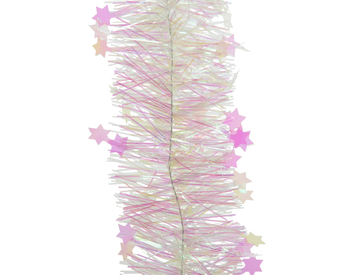 lametta guirlande pet clear iris stars helder/iris d.9cm x h.270cm