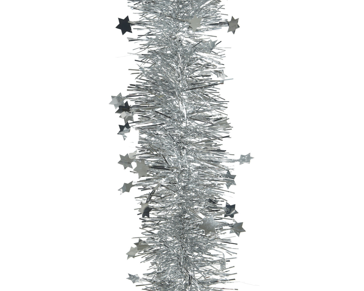 lametta guirlande pet shiny stars zilver d.9cm x h.270cm