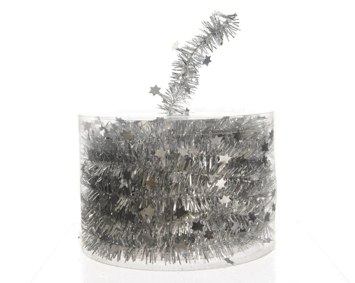 lametta guirlande pet shiny stars zilver d.3cm x h.700cm