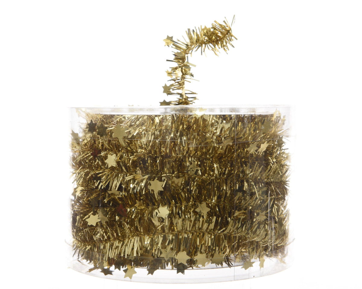 lametta guirlande pet shiny stars licht goud d.3cm x h.700cm