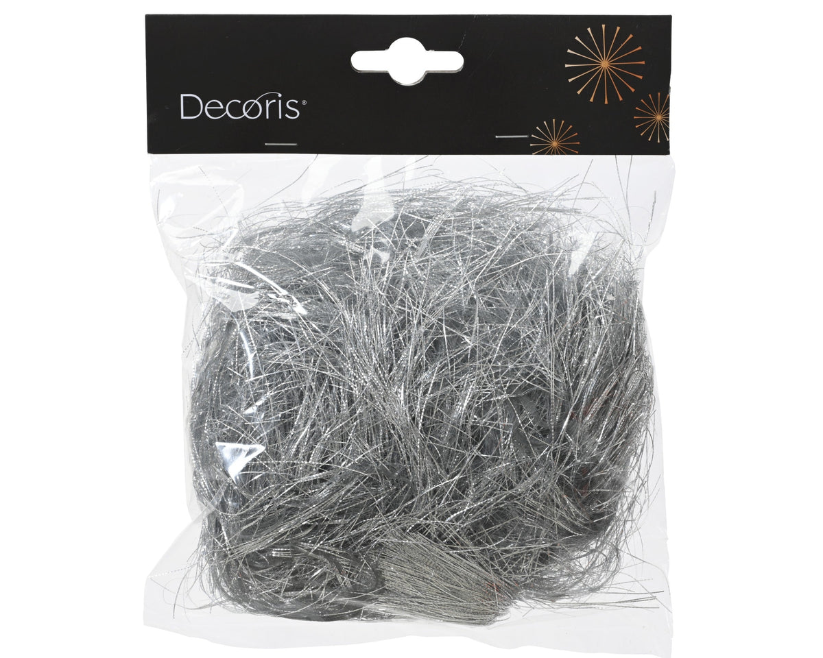 haar pvc punched tinsel zilver l.5cm x w.15cm x h.15cm