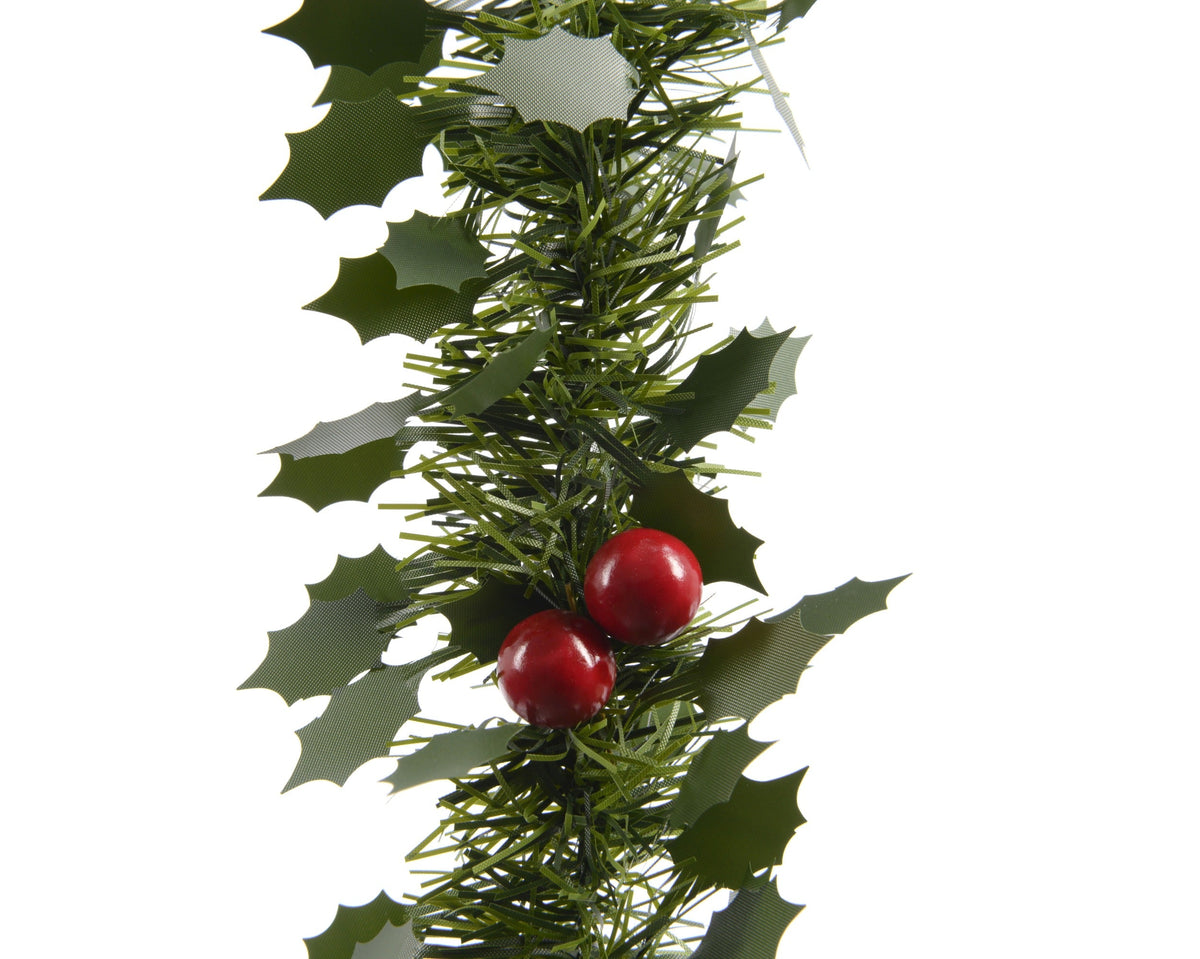 lametta guirlande pvc leaves and berries groen/kleur(en) d.10cm x h.270cm