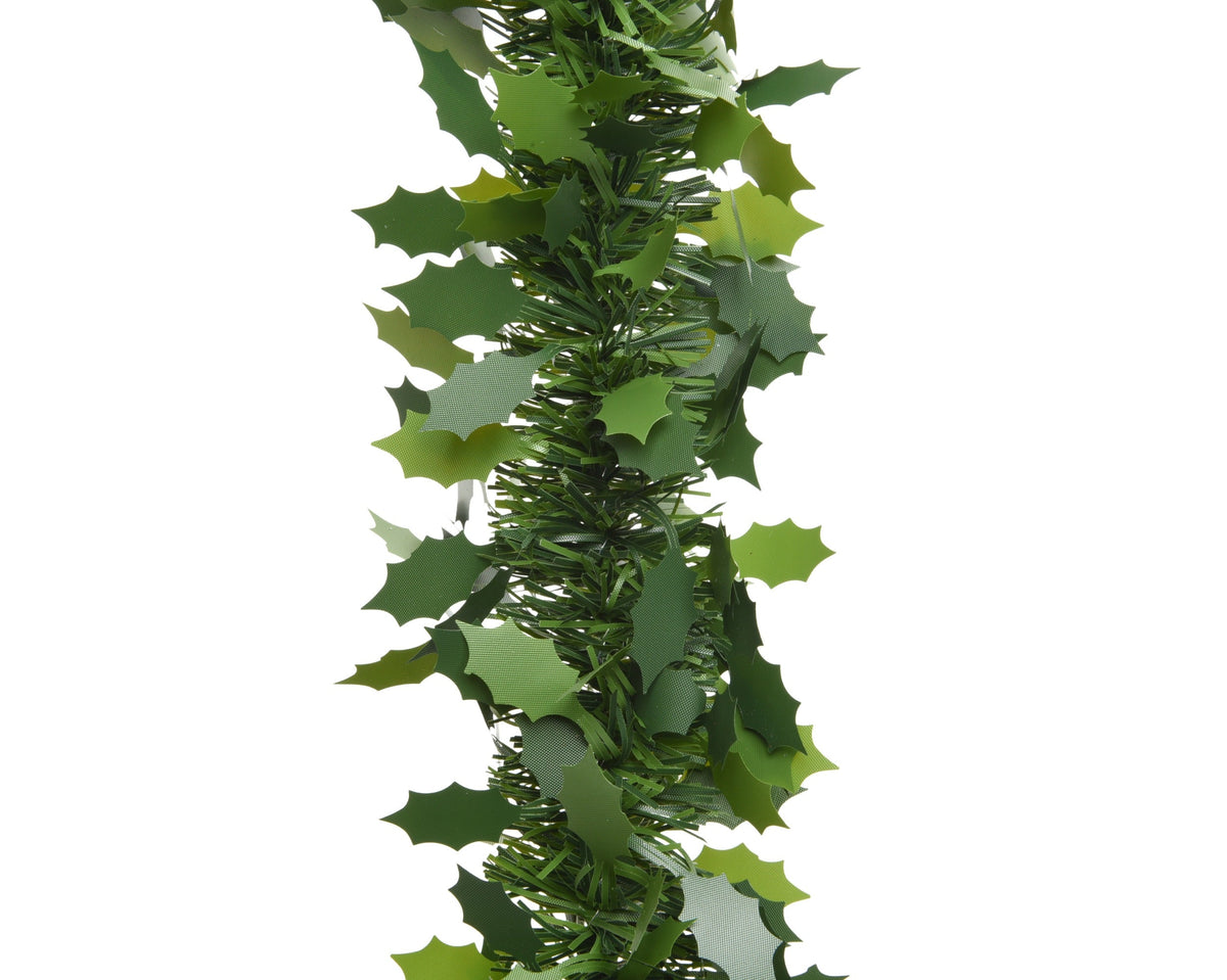 lametta guirlande pvc 2-tone holly leaf groen d.10cm x h.270cm