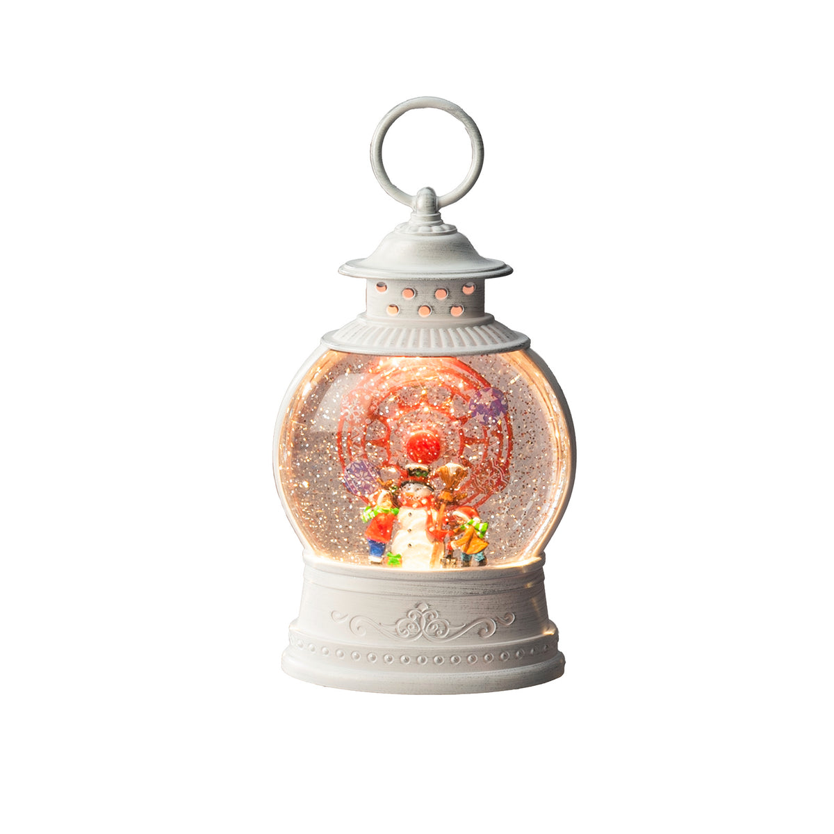 led waterspinner reuzenrad en sneeuwpop, 12.5x21cm bxh, roterend, wit, 1 warmwitte led, 5u timer, op batterij/usb kabel (3x aaa, excl.), 5v, 3.6w, ip20, zwarte kabel, 1.5v (excl.), voor binn