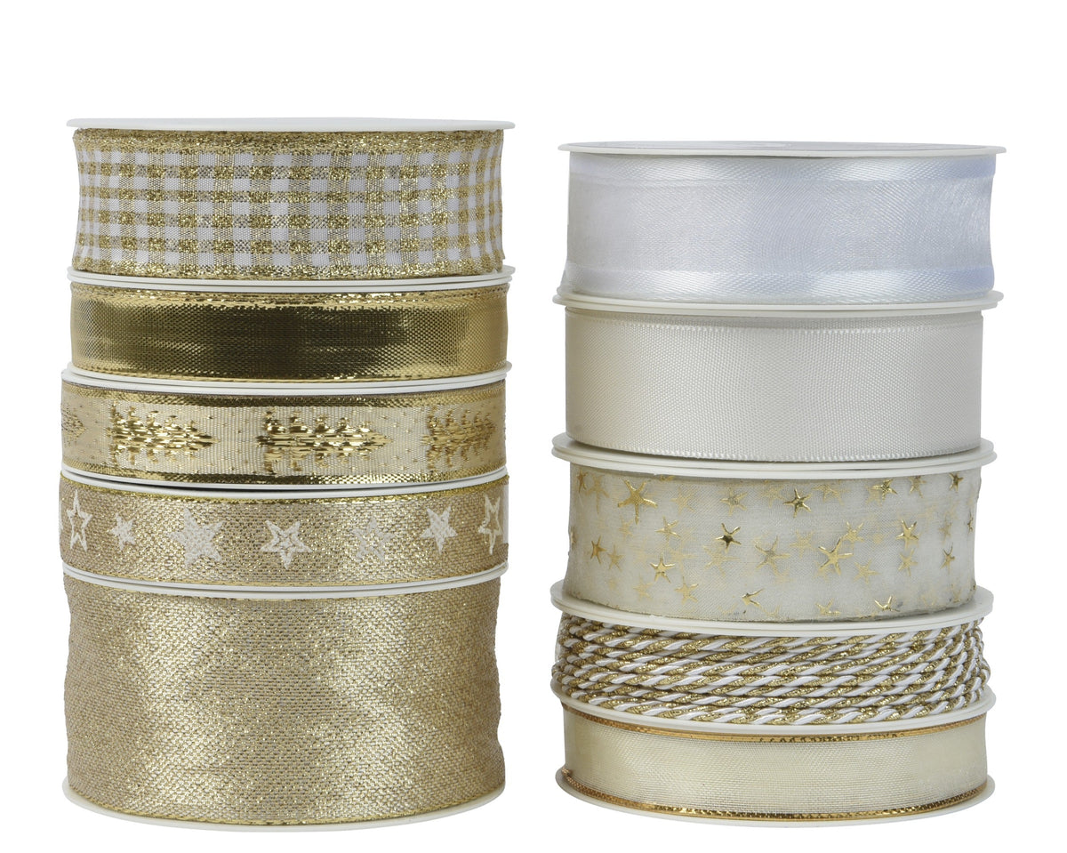 lint polyester 10ass goud/parel l.400cm x w.1.5cm x h.0.2cm