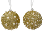 kerstbal foam beads 2ass goud d.8cm