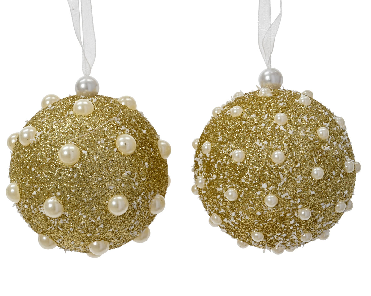 kerstbal foam beads 2ass goud d.8cm