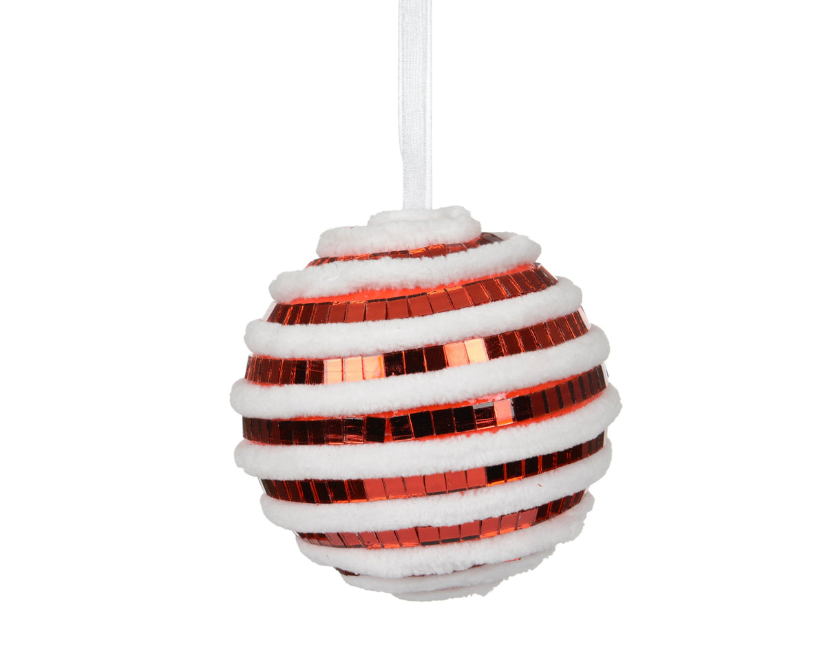 kerstbal foam red mirror rood/wit d.8cm