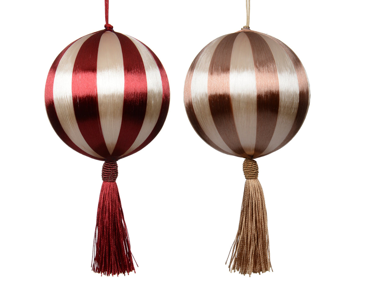 kerstbal foam thread tassel 2col ass rood/kleur(en) d.8cm
