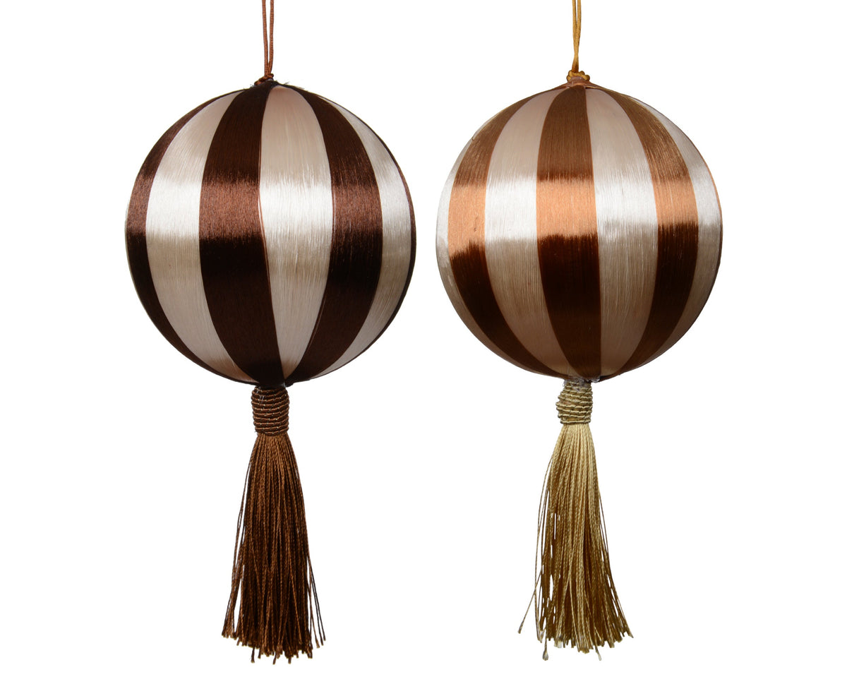 kerstbal foam thread tassel 2col ass bruin/kleur(en) d.8cm