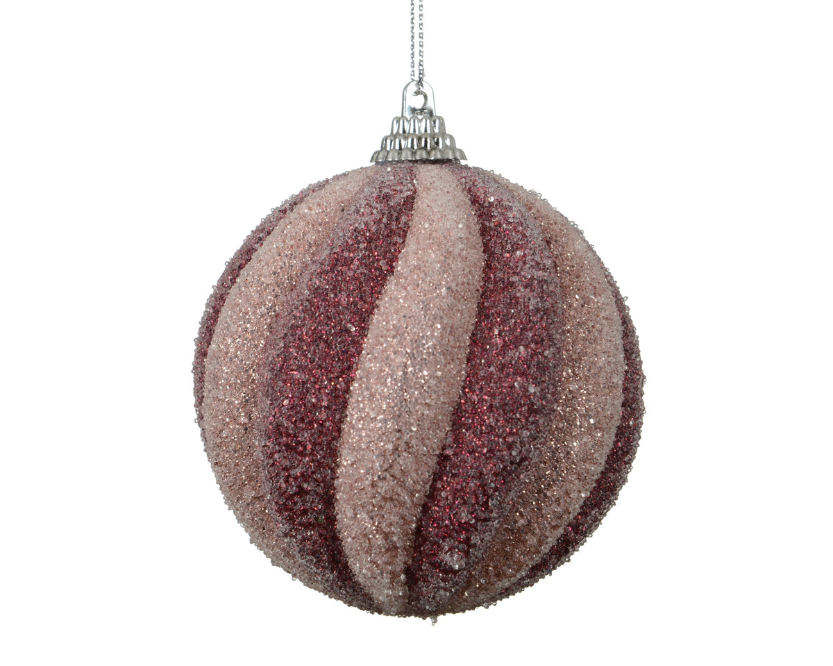 kerstbal foam glitter blush pink - dark rose multi d.8cm