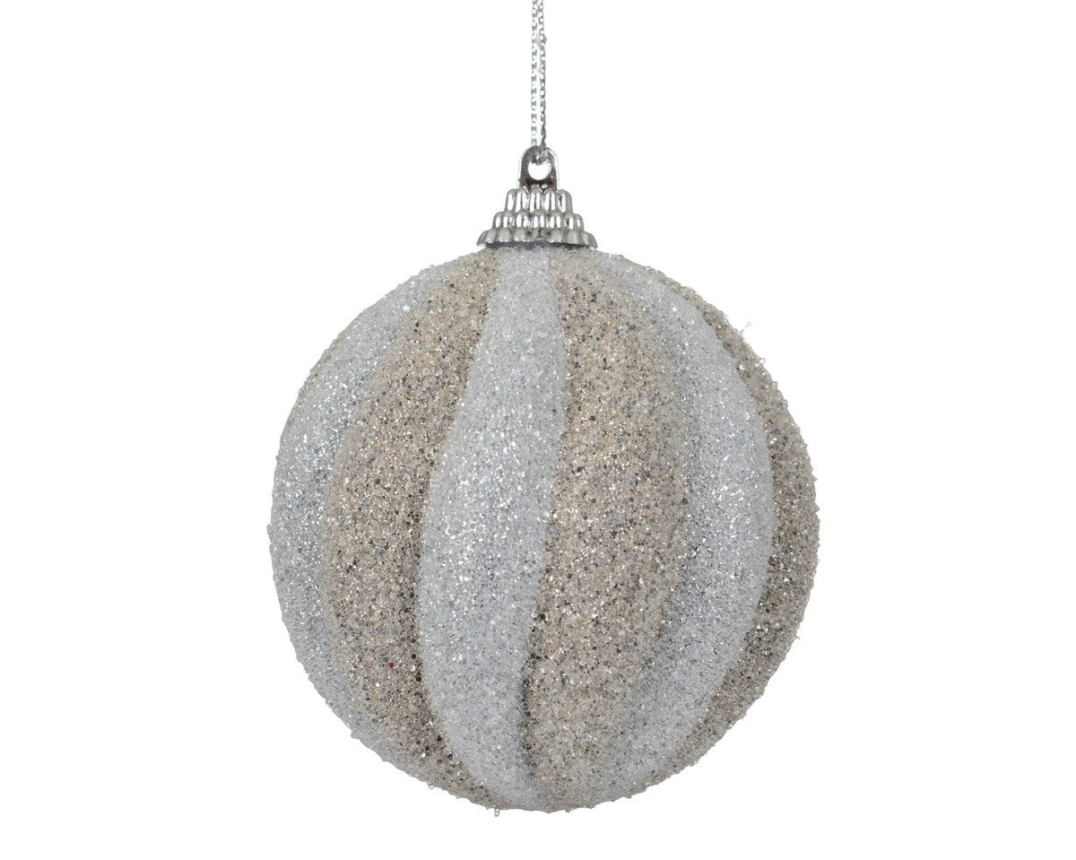 kerstbal foam glitter silver -smokey pearl zilver/kleur(en) d.8cm