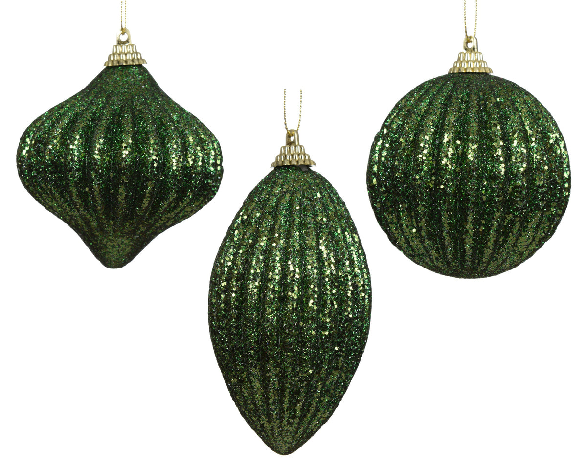 kerstbal foam glitter 3ass dennengroen d.8cm