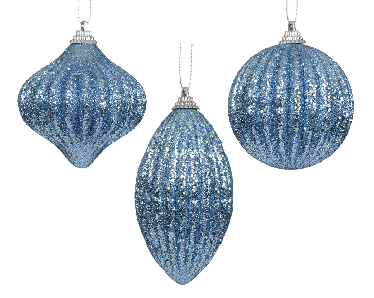 kerstbal foam glitter 3ass ochtend blauw d.8cm