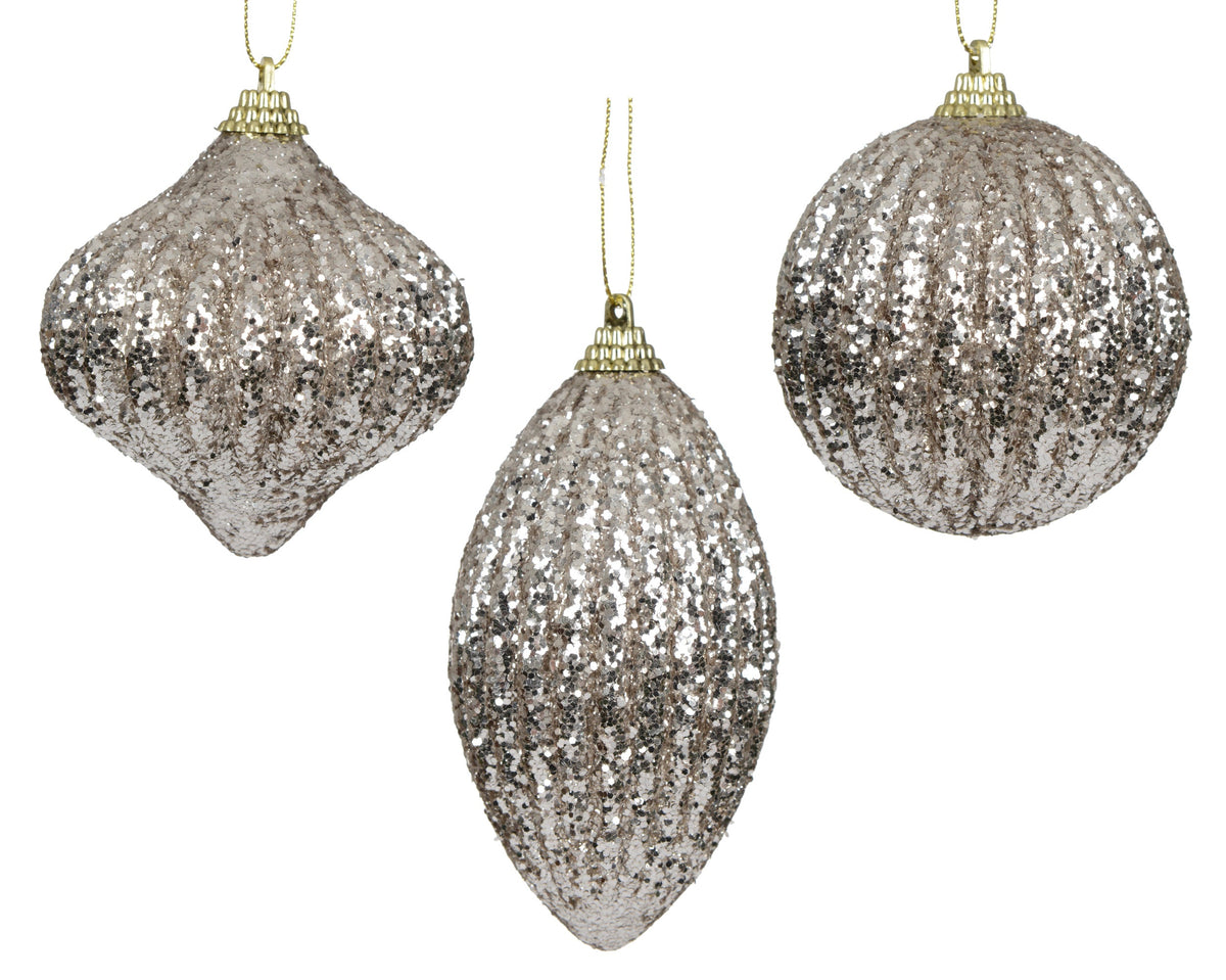 kerstbal foam glitter 3ass parel d.8cm