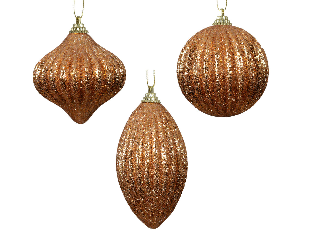 kerstbal foam glitter 3ass brandy d.8cm