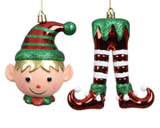 elf polystyreen shiny - glitter 2ass groen/rood l.11cm x w.3.5cm x h.11.5cm