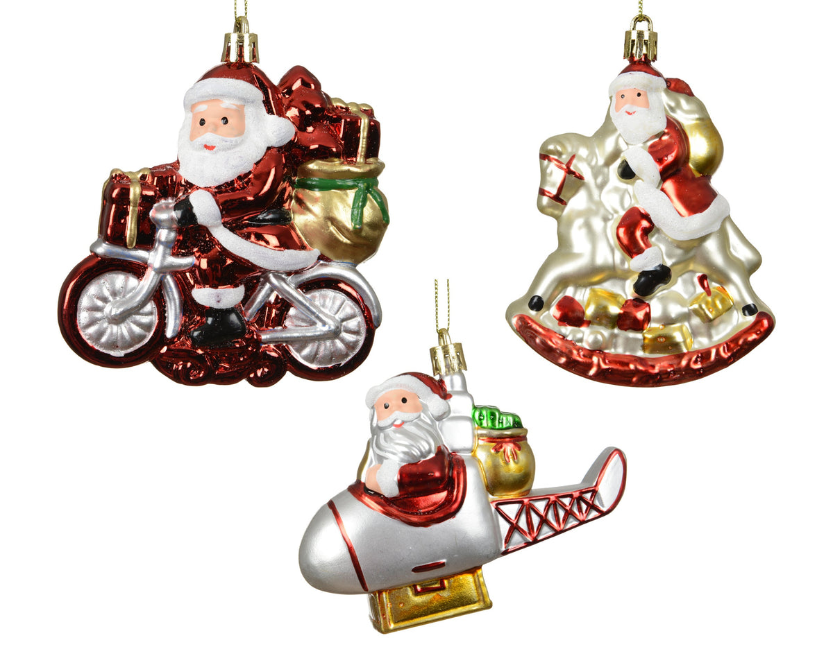 kerstman polystyreen shiny - matt - glitter 3ass multi l.11cm x w.3cm x h.7.5cm