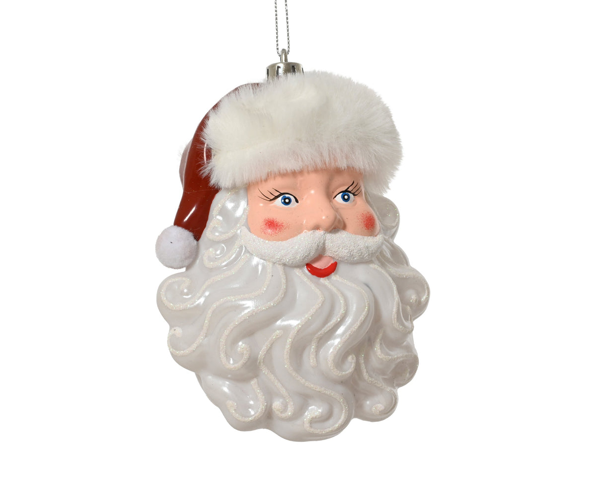 kerstman polystyreen pearl glitter kerstrood/warm wit l.11.5cm x w.8.8cm x h.15.8cm