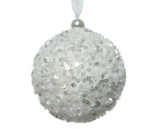 kerstbal foam sequins winterwit d.8cm