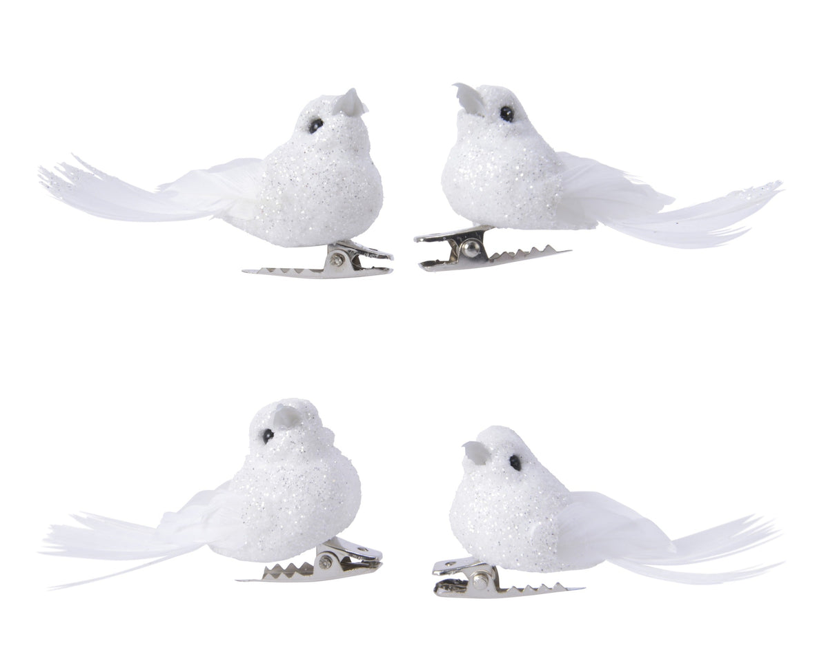 vogel foam glitters feathers op clip wit l.2cm x w.5cm x h.2.5cm