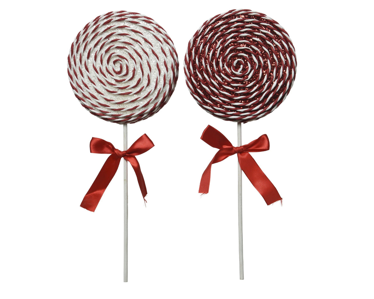 lolly foam glitter and ribbion glitter, red satin bow 2col ass assortie l.3.5cm x w.9.5cm x h.28cm