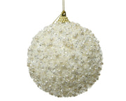 kerstbal foam glitter, white dots wolwit d.8cm