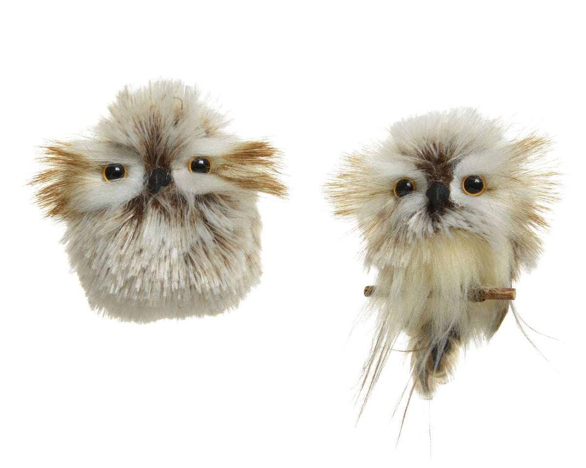 uil polyester feathers 2ass bruin/kleur(en) l.6cm x w.6cm x h.9cm