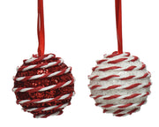 kerstbal foam glitter 2col ass rood/wit d.6cm
