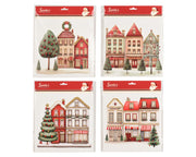 raamdecoratie pvc glitter houses 4ass assortie l.28cm x w.0.1cm x h.28cm
