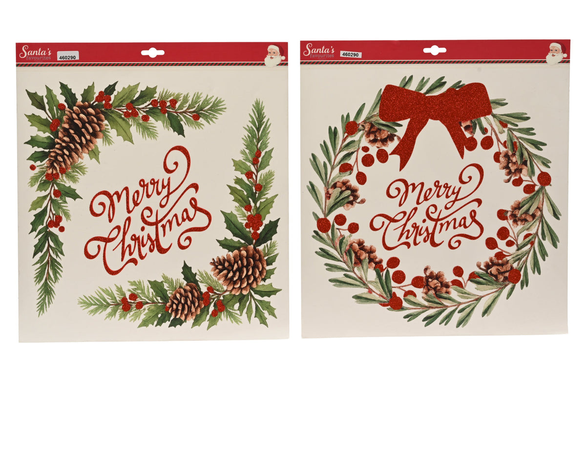 raamdecoratie pvc red glitter red berries 2ass rood/kleur(en) l.38cm x w.0.1cm x h.42cm
