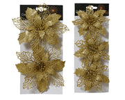 poinsettia op clip plastic 2ass goud l.2cm x w.13cm x h.13cm