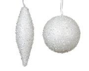 kerstbal polyfoam bauble, icicle glitter 2ass wit l.14cm x w.3.8cm x h.3.8cm