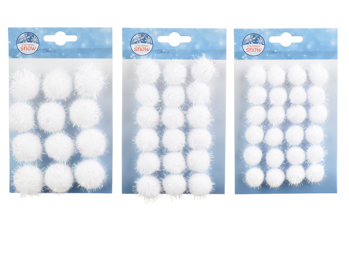 pompom polyester round with tinsel 3ass wit d.3cm x h.3cm