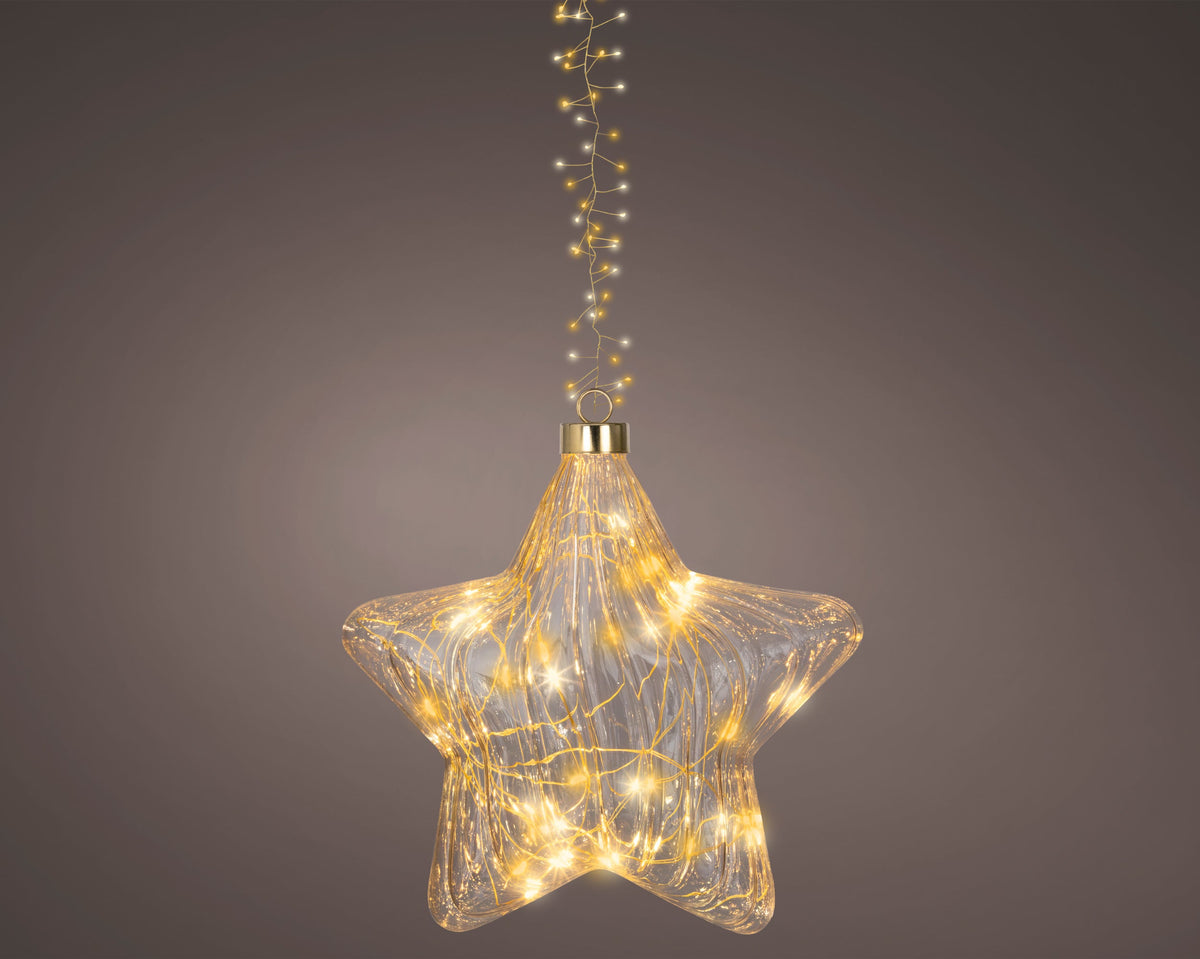 micro led ster flashing effect binnen transparant/warm wit/klassiek warm d.20cm x l.6.5cm