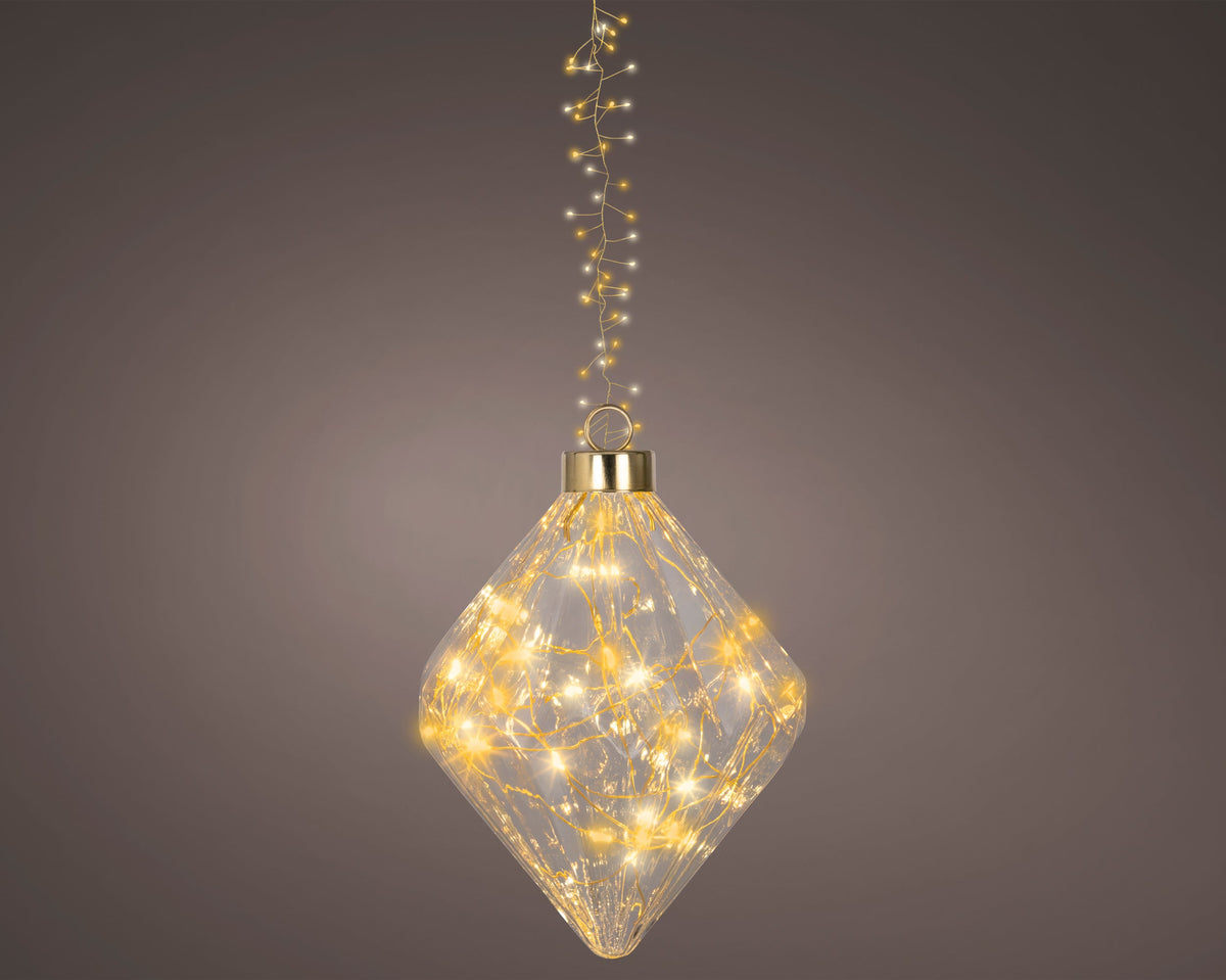 micro led diamant flashing effect binnen transparant/warm wit/klassiek warm d.16cm x h.20cm