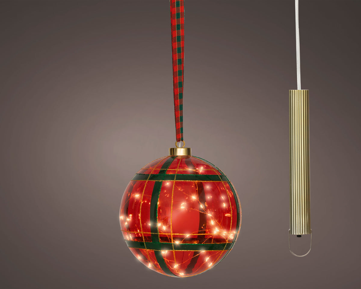 micro led bal steady binnen kerstrood/warm wit d.19cm