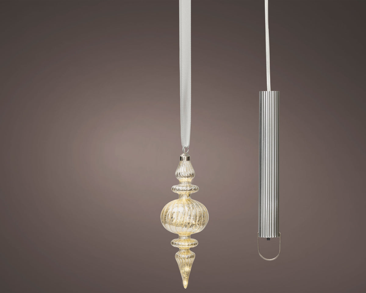 micro led ornament steady binnen zilver/warm wit d.9.5cm x h.27cm