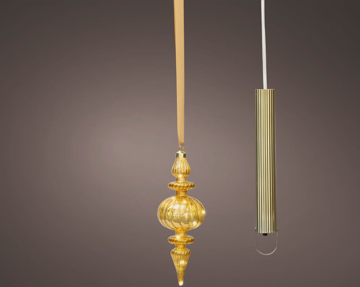micro led ornament steady binnen goud/warm wit d.9.5cm x h.27cm